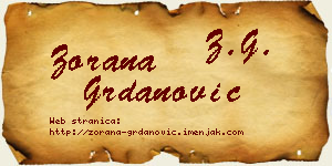 Zorana Grdanović vizit kartica